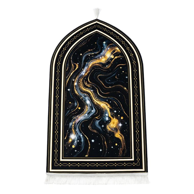 Black and gold celestial prayer mat